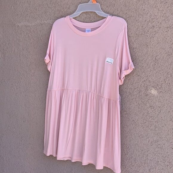 Time And Tru Maternity Baby Doll Pink Short Sleeve Boat Neck Top Medium 8-10 NEW - Picture 2 of 6